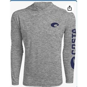 NWT Costa Del Mar Men's Long Sleeve Performance Fishing Hooded Shirt Gray Small‎